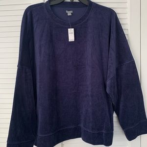 Aerie blue velour sweatshirt; size XL; new with tags